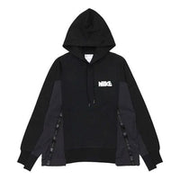 Nike x sacai Logo Printing Splicing Contrasting Hoodie 'Black' CV5727-010