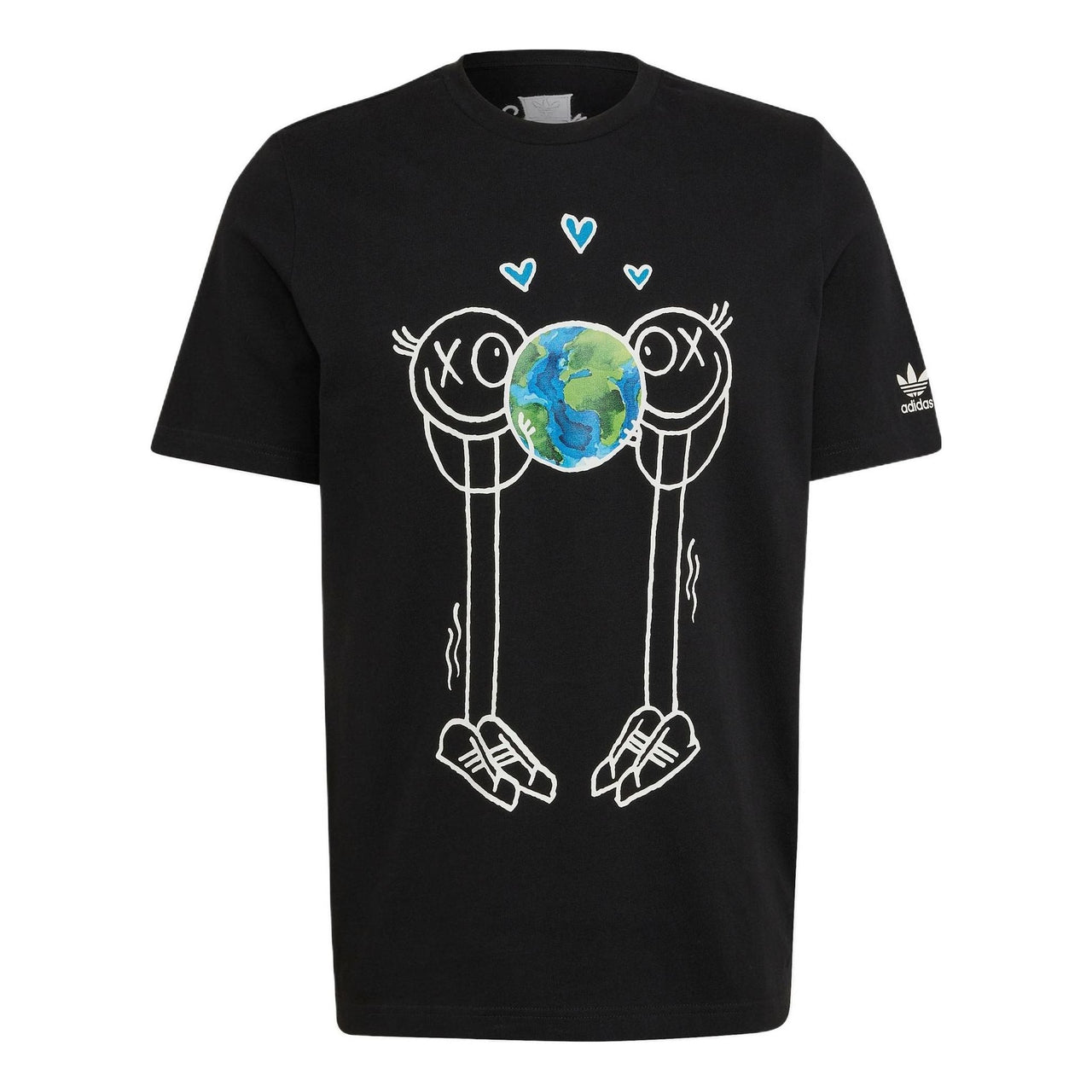 Men's adidas originals Cartoon Pattern Printing Logo Round Neck Short Sleeve Black T-Shirt HR7113