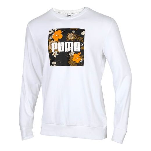 PUMA Trend AOP Crew Sweater 'White Black Yellow' 596872-02
