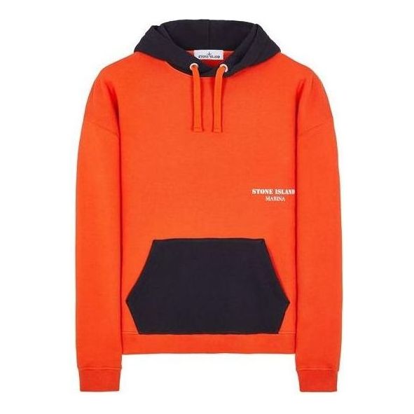 STONE ISLAND Color blocked Hoodie 'Orange Black' 7915651X6-V0037