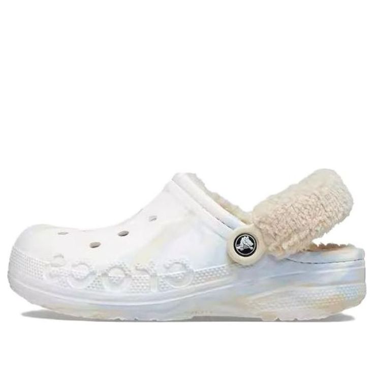 (WMNS) Crocs Baya Lined Fuzz Strap Marbled Clog 'White Multi' 209241