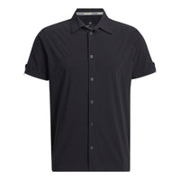 adidas Solid Color Casual Short Sleeve Shirt Black H64634