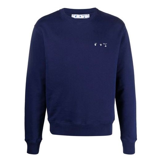 Men's Off-White FW21 Arrow Logo Round Neck Pullover Blue OMBA025F21FLE0074501