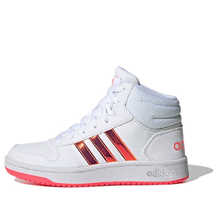 (GS) adidas Hoops 2.0 Mid J 'White Signal Pink' FW7610