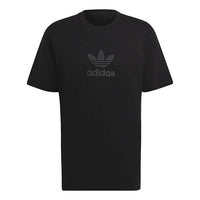 adidas originals Solid Color Logo Round Neck Short Sleeve Black HS8893