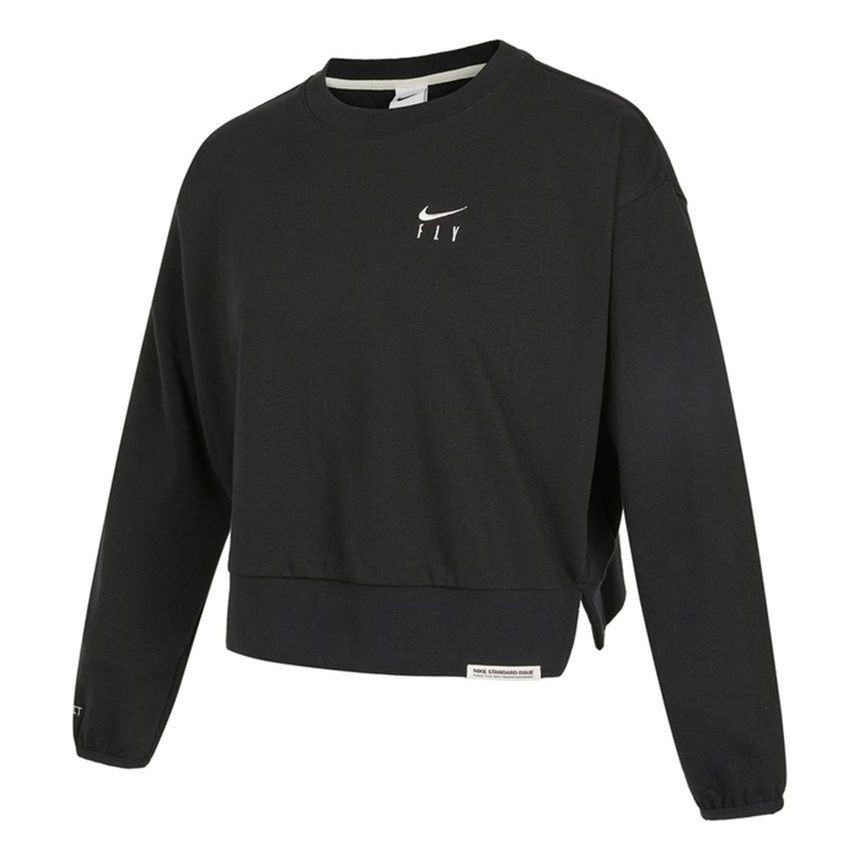 (WMNS) Nike As Nk Standard Issue Crew Embroidery Logo Knitting Round-neck Sweatshirt Black DD9256-010