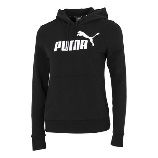 (WMNS) PUMA Minimalistic Alphabet Large Logo Printing Athleisure Casual Sports Hoodie Black 588712-01