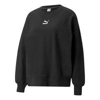 (WMNS) PUMA Classics Logo Embroidery Round-Neck SweatshirtBlack 535327-01
