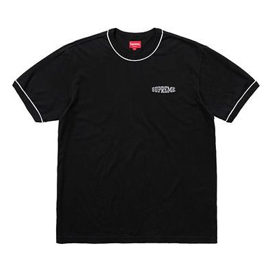 Supreme SS18 Piping Ringer Tee Black Logo Tee SS18-0201