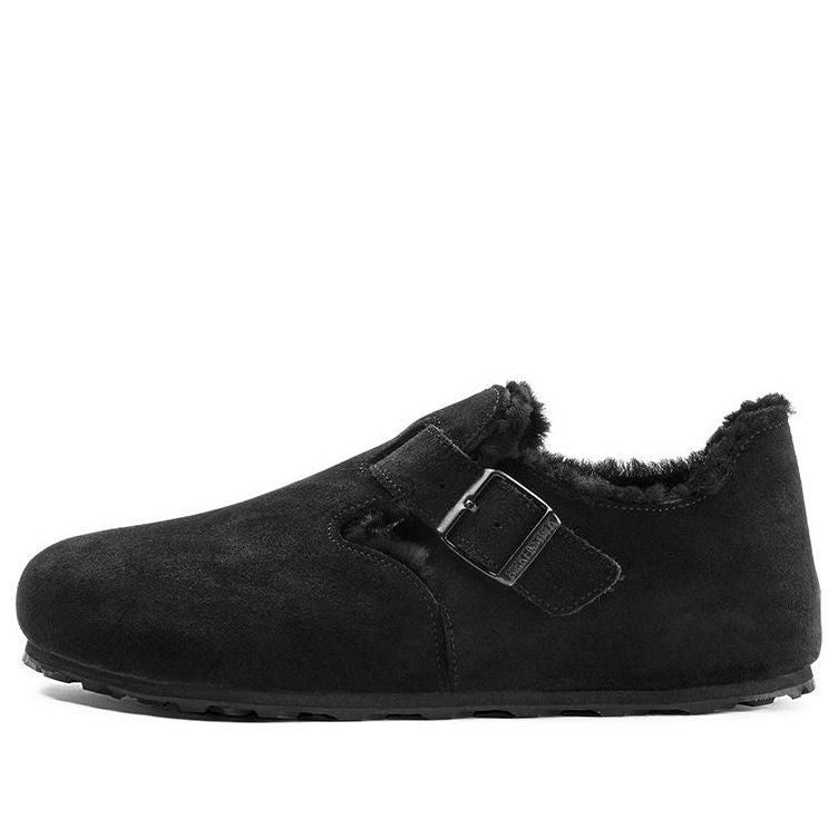 Birkenstock London Shearling Suede Leather Narrow Fit Sandals 'Black' 1014961