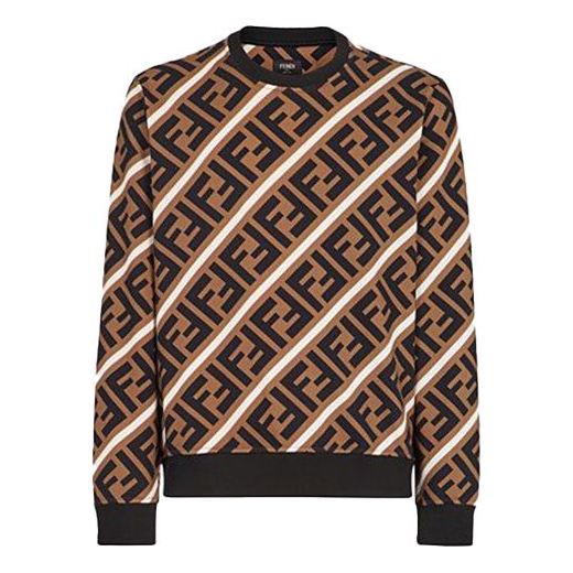 Men's FENDI Logo Cotton Colorblock Sports Brown FY0944A7A9F13J3