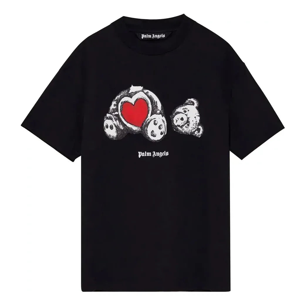 Palm Angels Bear In Love Classic Tee 'Black White' PMAA001S21JER0211001