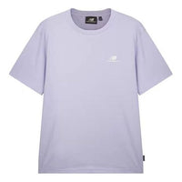 New Balance Minimalistic Loose Solid Color Short Sleeve Couple Style Purple NEA2E051-DV