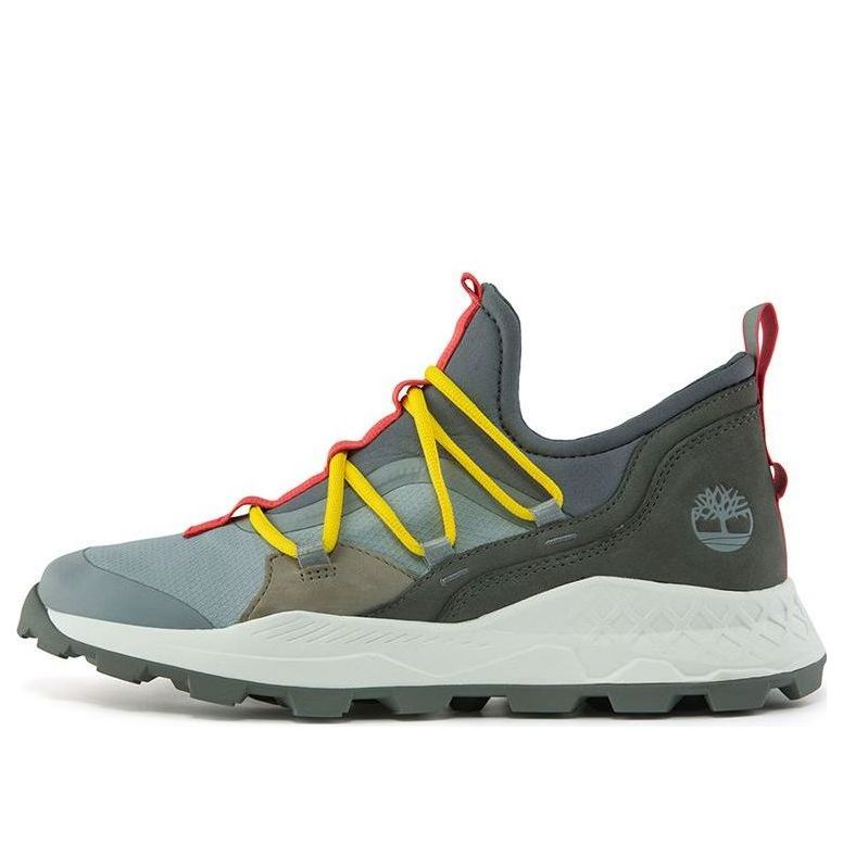 Timberland Brooklyn Leather and Fabric Oxford Trainers 'Medium Grey Mesh with Red' A2HTBW