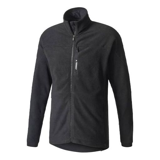 adidas Terrex Sports Outdoor polar fleece Stand Collar Jacket Black BP9691