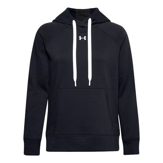 (WMNS) Under Armour Rival Fleece Hoodie 'Black White' 1356317-001