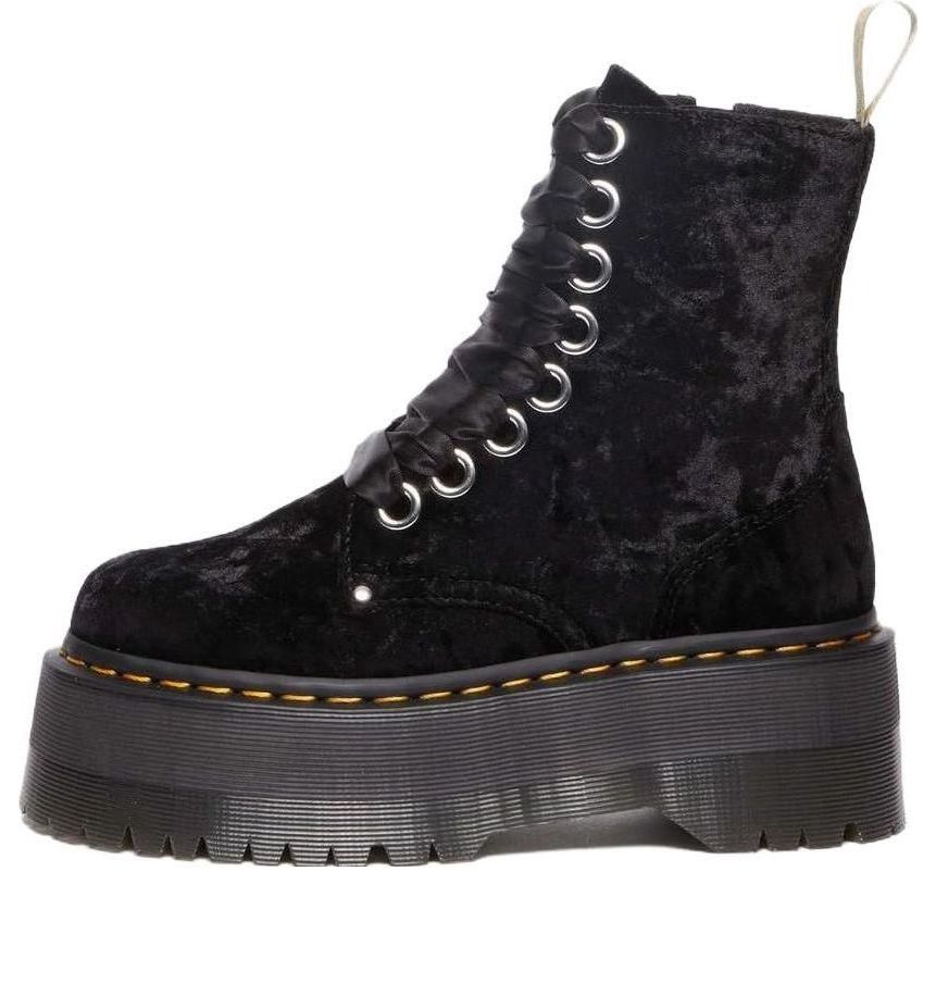 (WMNS) Dr.Martens Vegan Jadon Boot Max Crushed Velvet Platforms 'Black' 31030001