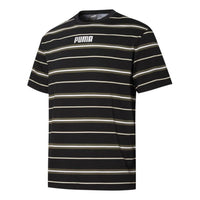 PUMA Modern Basics Advanced Tee Casual Sports Breathable Stripe Short Sleeve Black 847668-01