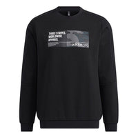 Men's adidas neo Sw Gr Dk Swt Funny Printing Sports Round Neck Pullover Black H45173