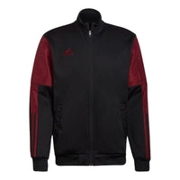 Men's adidas Casual Sports Stripe Colorblock Zipper Long Sleeves Japanese Version Black Jacket H60011
