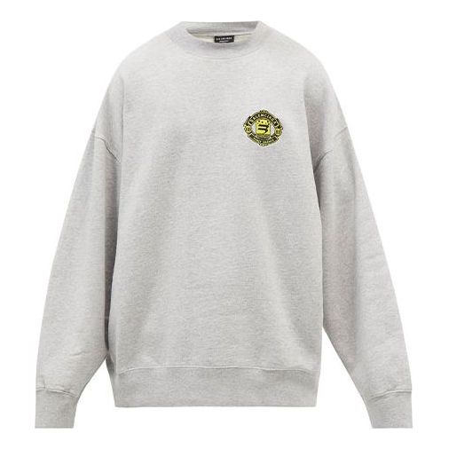 Balenciaga Sporty B Crest Logo Crewneck Sweater 'Grey' 671125TLV601300