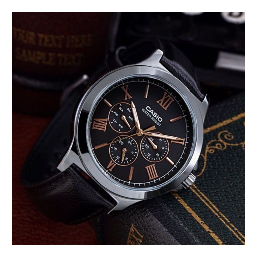 Men's CASIO ENTICER SERISE Series Minimalistic Casual Watch Mens Black Analog MTP-V300L-1A2
