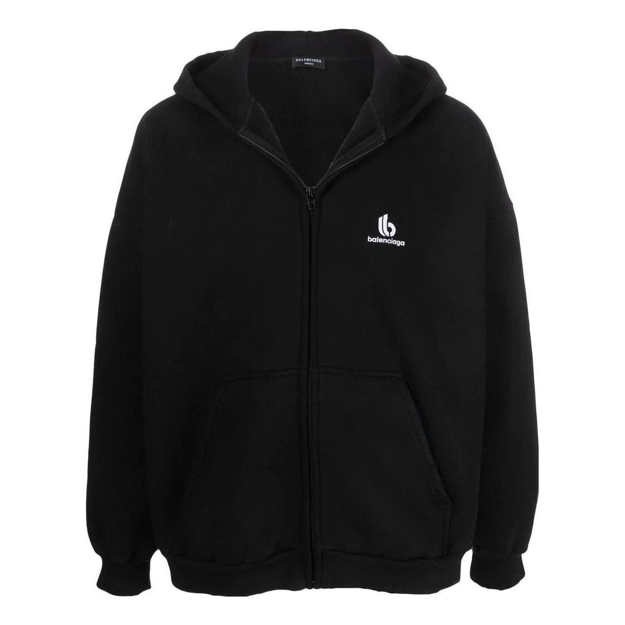 Balenciaga Embroidered Logo Zip-Up Hoodie 'Black' 674719TLVH81070
