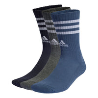 adidas 3-Stripes Cushioned Crew Socks 3 Pairs 'Black Grey Blue' IP2639