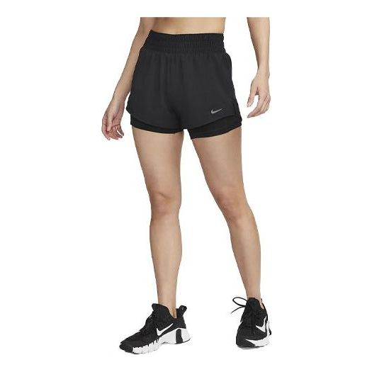 (WMNS) Nike Dri-FIT One Mid Rise 2in1 Shorts Asia Sizing 'Black' DX6013-010