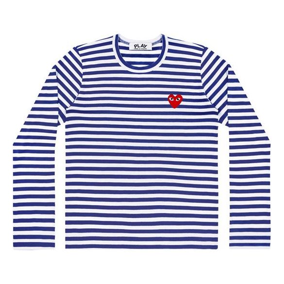 COMME des GARCONS PLAY Striped Big Heart Long-Sleeve T-Shirt 'Blue/White' AZ-T164-051-2