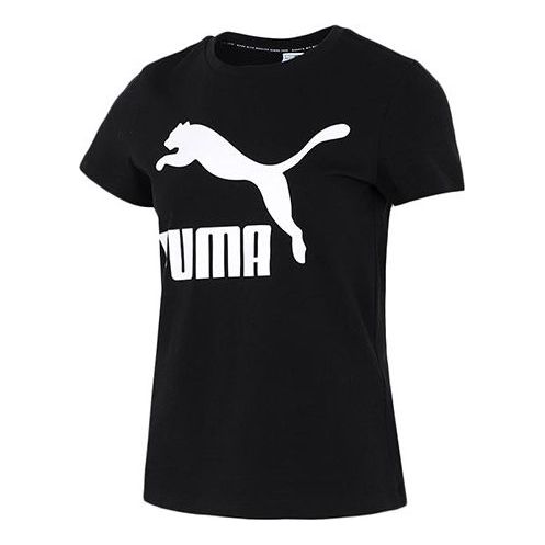 (WMNS) PUMA Logo Printing Round-neck Black 532281-01