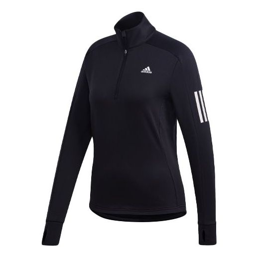 (WMNS) adidas Logo Stripe Printing Running Stand Collar Jacket Black GC6642