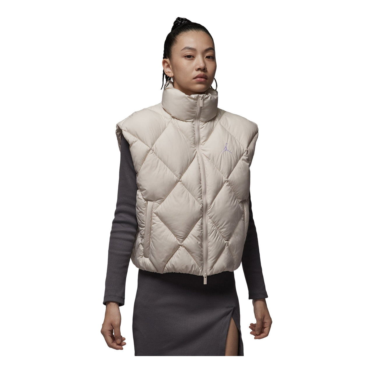 (WMNS) Air Jordan Brooklyn Quilted Puffer Vest 'Light Orewood Brown'  HV0414-104