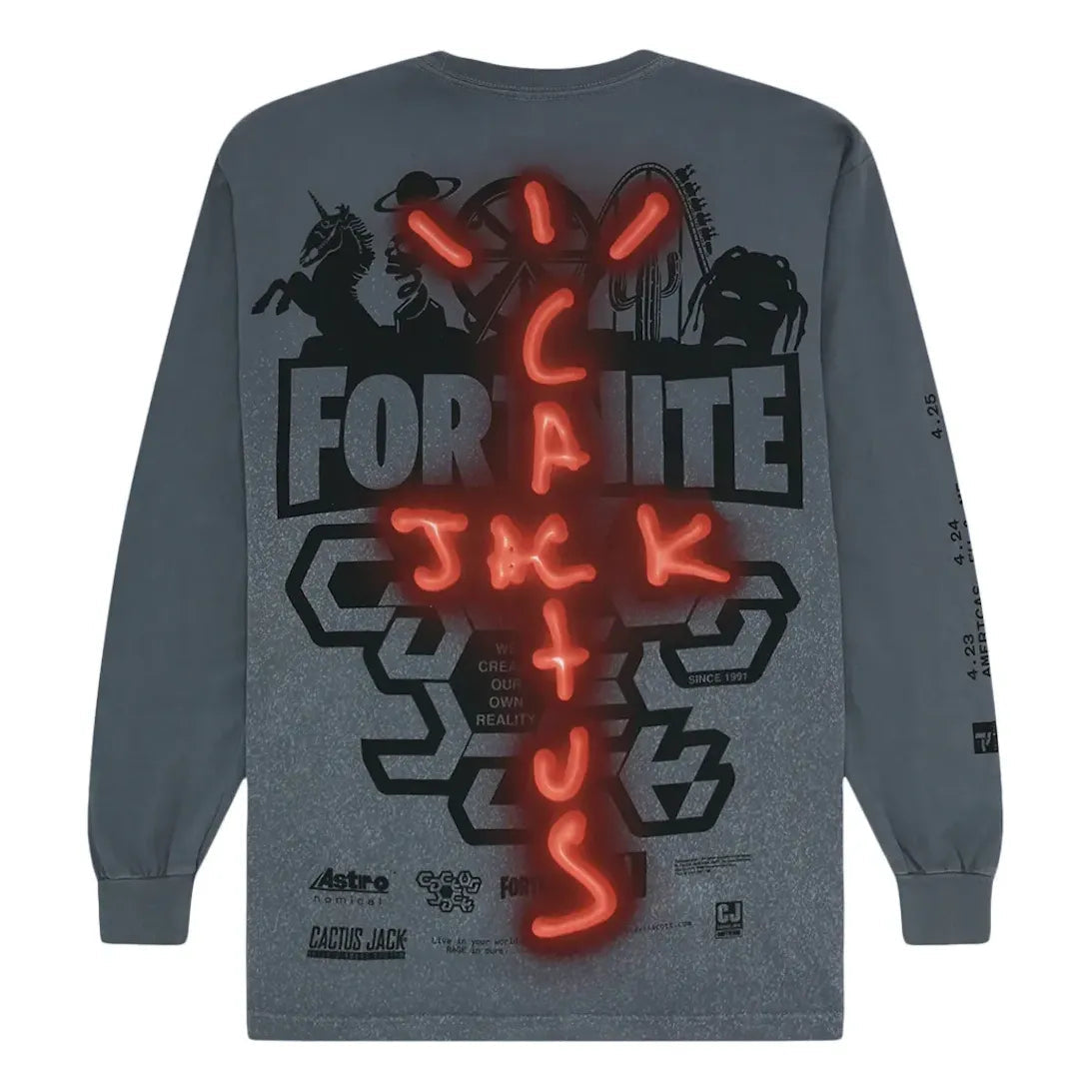 Travis Scott Back Bling L/S Tee 'Washed Grey' TC-370