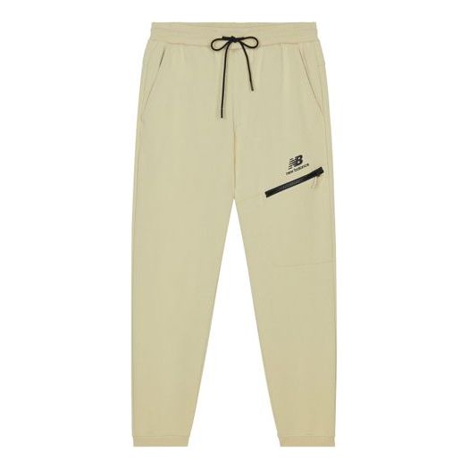 New Balance Logo Print Sweatpants 'Beige Black' AMP13356-BEI