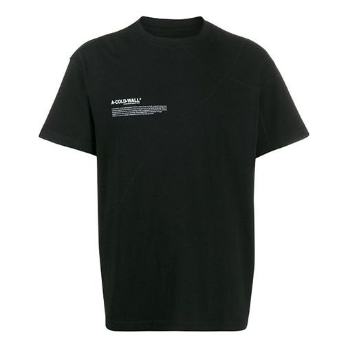 A-COLD-WALL* Mission Statement Print Tee Chest Alphabet Slogan Basic Short Sleeve Unisex Black T-Shirt SSC03BLKPTEE