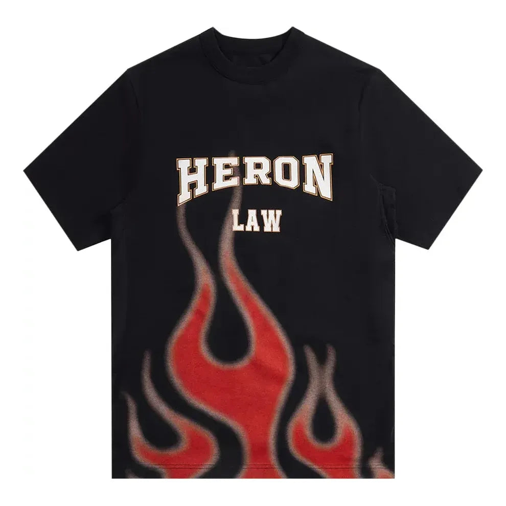HERON PRESTON SS23 Heron Law Flames T-Shirt 'Black' HMAA032S23JER0071025