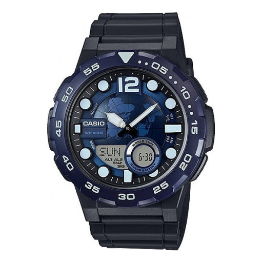 Casio Waterproof Analog-Digital Watch 'Black Blue' AEQ-100W-2A
