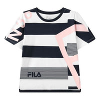 (WMNS) FILA Stripe Round Neck Short Sleeve White F11W122130F-WT