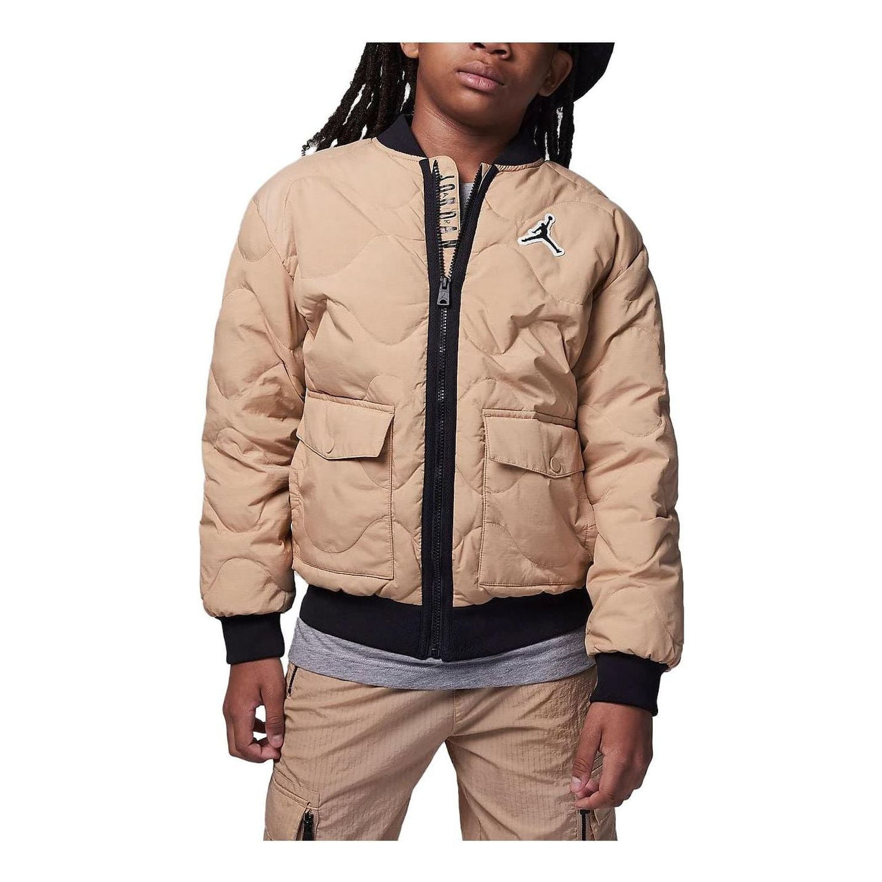 (GS) Air Jordan Casual Puffer Down Pocket Jacket 'Beige Brown' FZ6538-200
