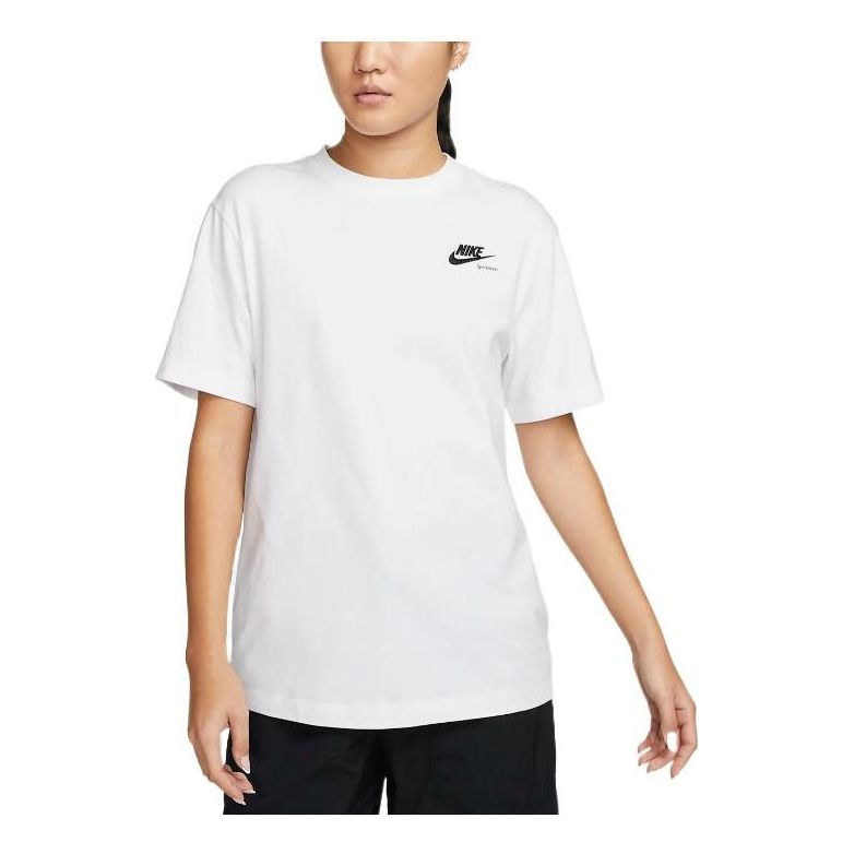 (WMNS) Nike Sportswear Boyfriend T-shirt 'White Black' DR9025-100