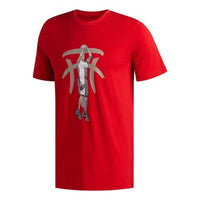 adidas Tmac Geek Up Pattern Printing Basketball Short Sleeve Red DU6439