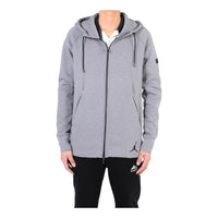 Men's Jordan Solid Color Printing Logo Zipper Drawstring Hooded Jacket Gray 'Cool Grey Balck' 809473-065