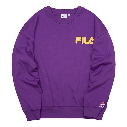 FILA FUSION Alphabet Logo Printing Sports Pullover Unisex Purple T11U038205F-PU