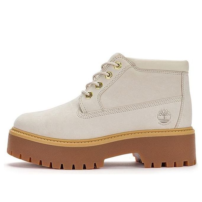 (WMNS) Timberland Stone Street Mid Lace Up Waterproof Boots 'White Nubuck' A64FRW