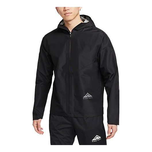 Nike Trail Series Gore-Tex Solid Color Micro Mark Logo Printing Zipper Hooded Jacket Black DM4660-010