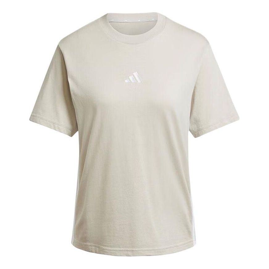 (WMNS) adidas Essentials 3-Stripes Cotton T-Shirt 'Beige White' JE1237
