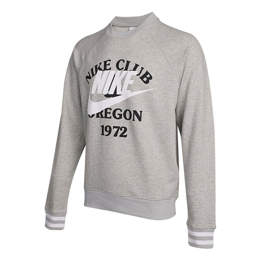 Men's Nike As Nsw Trend Ft Crew Large Logo Alphabet Printing Knit Sports Round Neck Pullover Light Grey DD6166-050