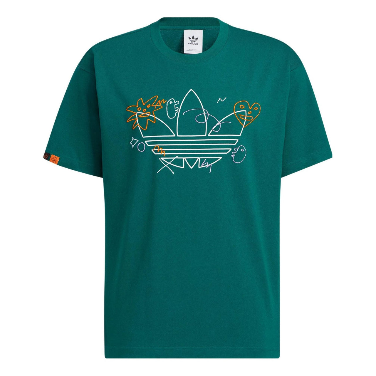 adidas originals Cartoon Pattern Logo Sports Round Neck Short Sleeve Green HR6461