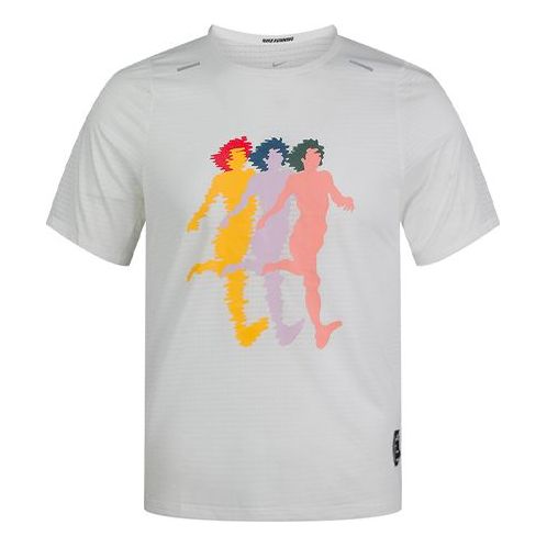 Men's Nike Dri-FIT Rise 365 A.I.R Artist Pattern Running Short Sleeve White T-Shirt CJ5805-133